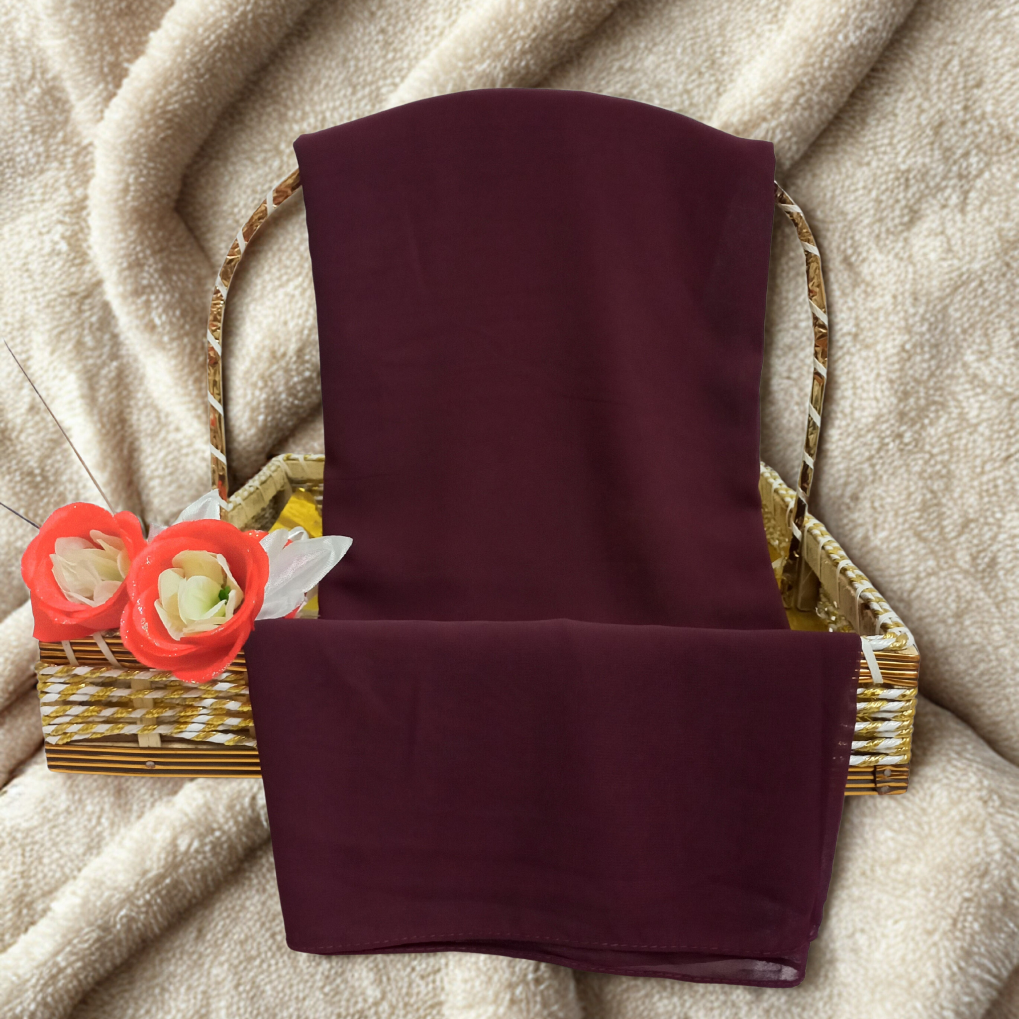 Burgundy Imported China Chiffon Georgette Scarf