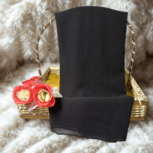 Black Imported China Chiffon Georgette Scarf