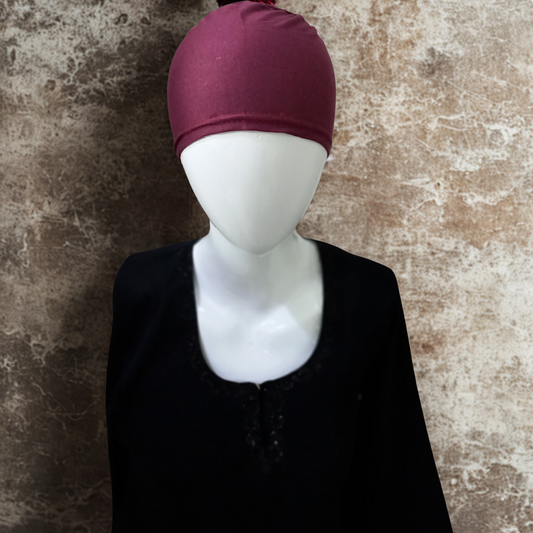 Maroon Cotton Hijab Cap