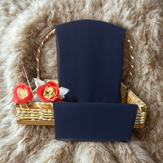 Navy Blue China Chiffon Georgette Scarf