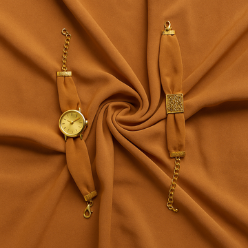 Hijab, Watch & Bracelet Matching Set -Camel