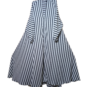 Black & White Striped Everyday Abaya