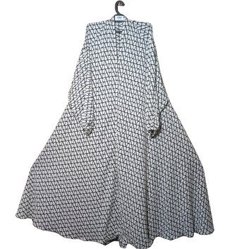 Black-and-White Geometric Print Abaya