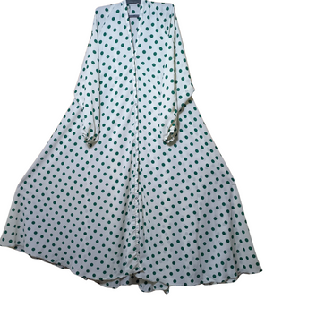 White & Green Polka Dot Everyday Abaya