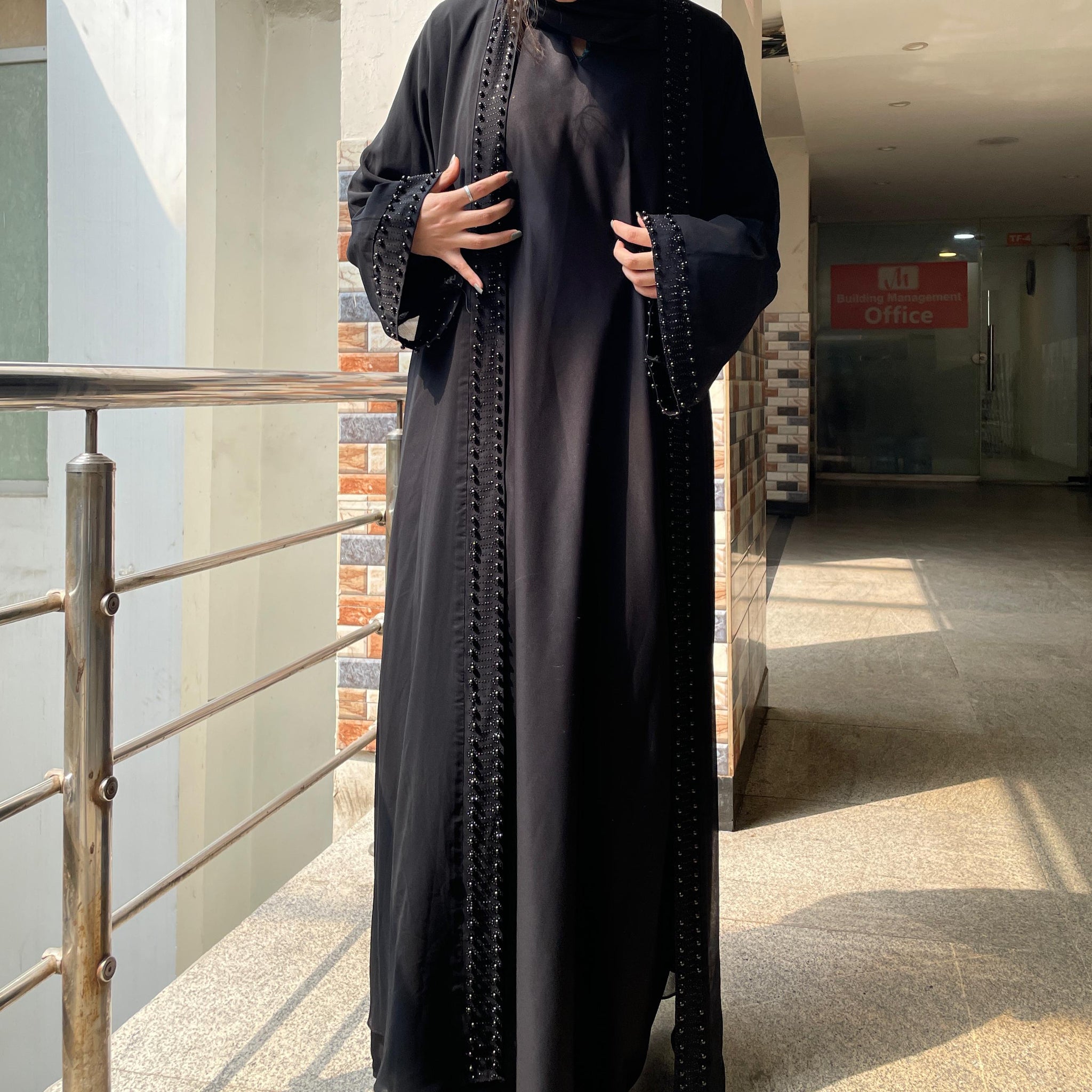 Double Pearls Gown Abaya