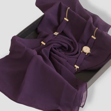 Hijab, Watch & Bracelet Matching Set-Purple