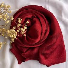 Crinkle Silk Hijab - Red