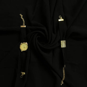 Hijab, Watch & Bracelet Matching Set – Black