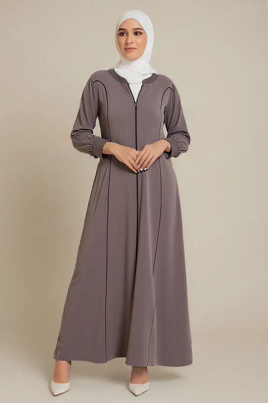 Elegant Front-Zip Modest Abaya